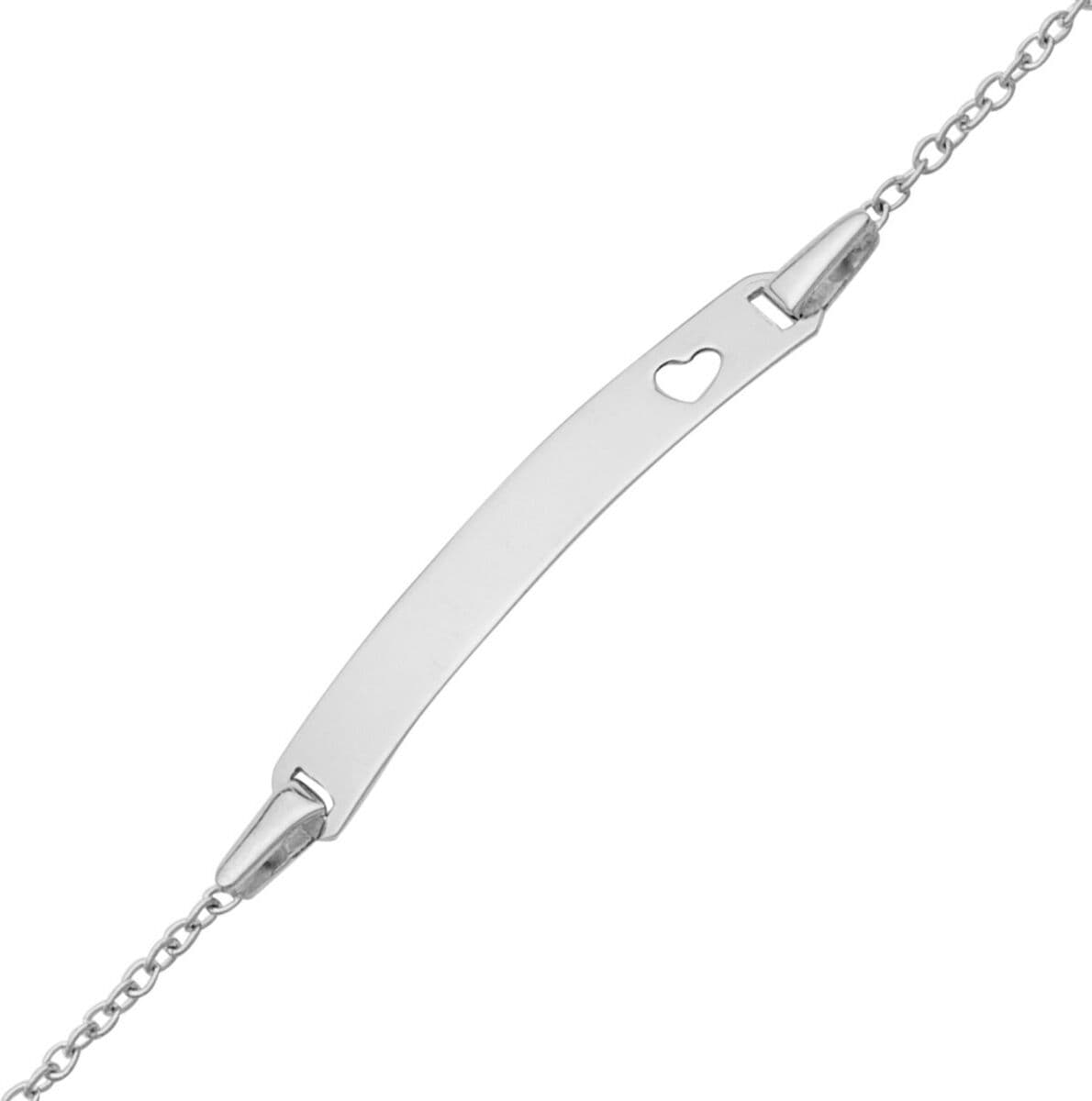 Mon Premier Bijou Gourmette bébé coeur ajouré - Or blanc 9ct