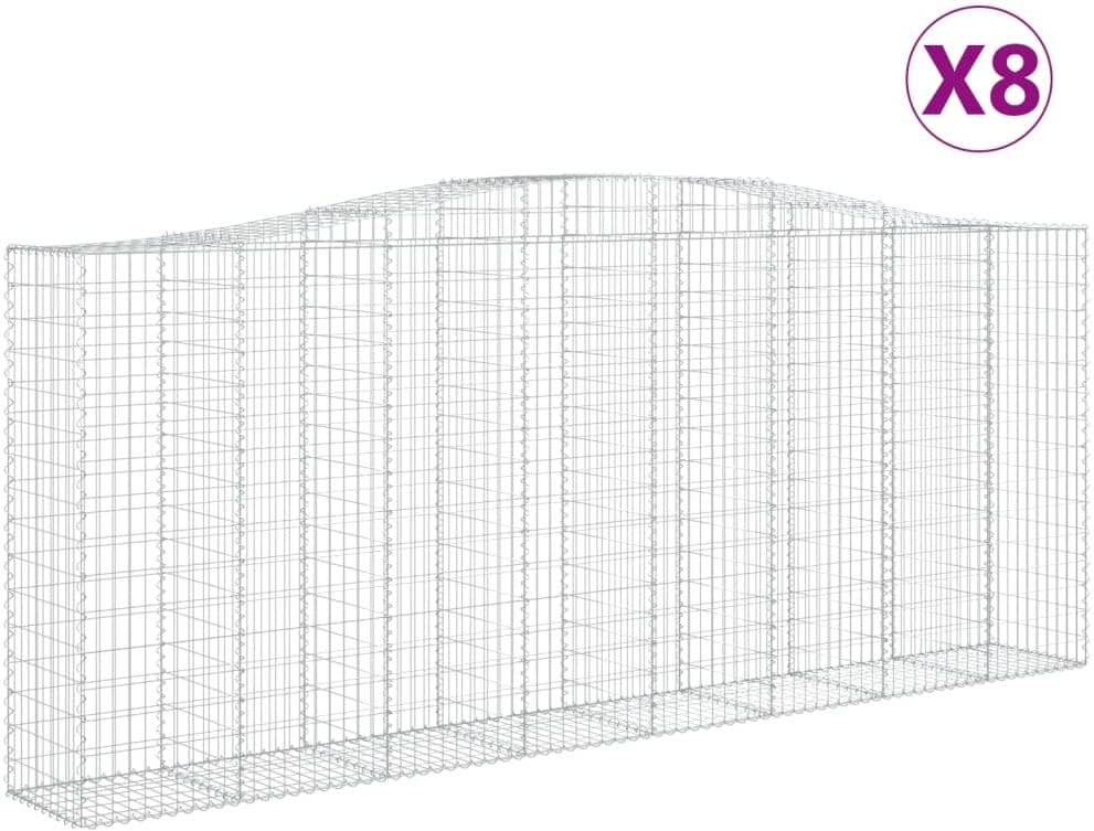 vidaXL Paniers à gabions arqués 8 pcs 400x50x160/180 cm fer galvanisé