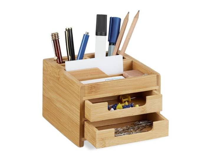 Relaxdays Schreibtisch Organizer Bambus