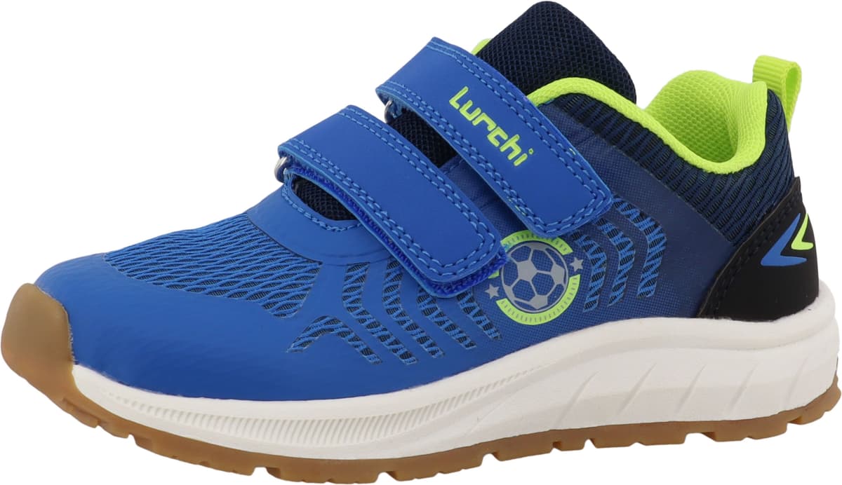Sneaker LURCHI "Aleks", Mädchen, Gr. 33, Synthetik, blau (royalblau multi), Lederimitat, Textil, Schuhe Sneaker, Sportschuh mit Klett, Größenschablone zum Download