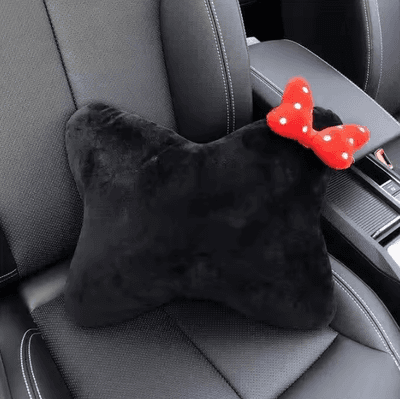 Uplift Curations CozyDrive Plush Car Headrest & Lumbar Pillow Pink Cartoon Bowknot Neck & Waist Support Cushion waistpillow C