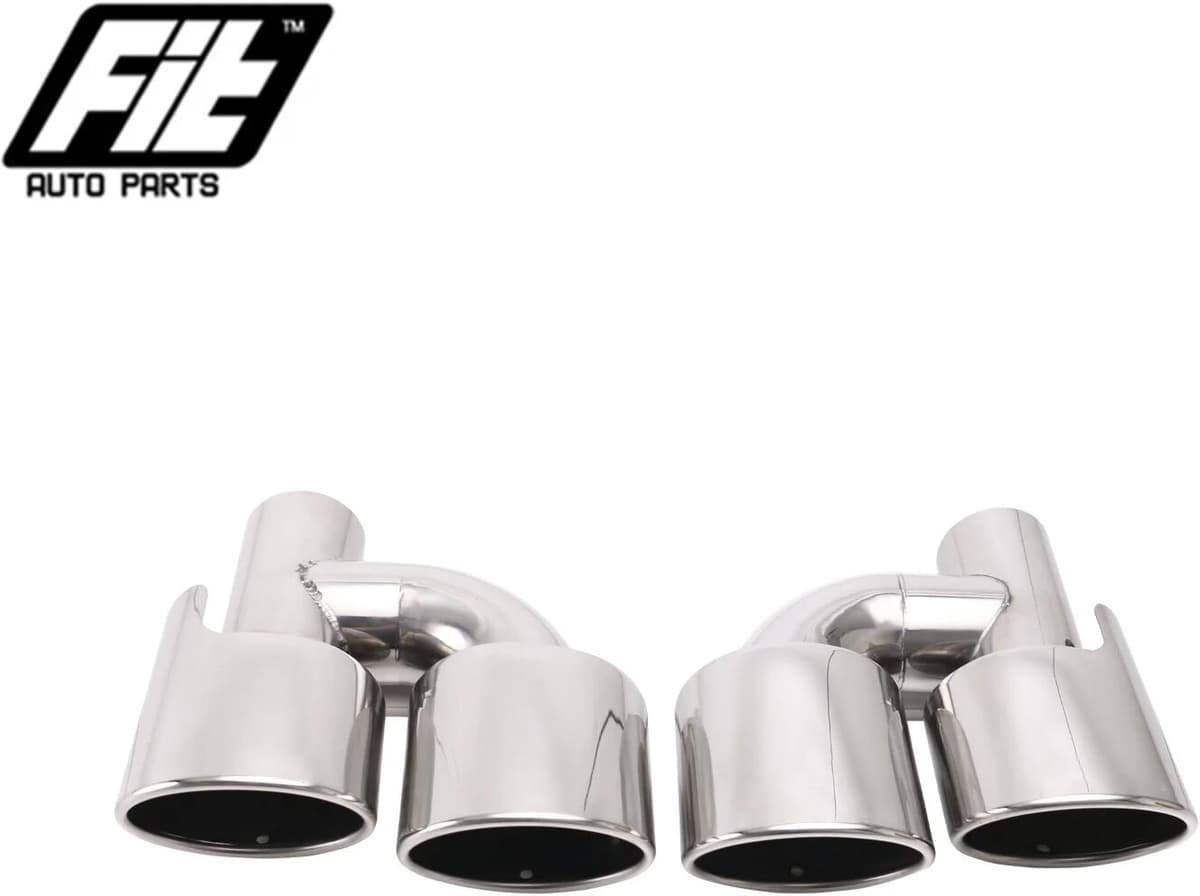 NONE 1PCS Stainless Steel 304 Double Outlet Nozzle Rear Muffler Tip Oval Exhaust Pipe Muffler Car Accessories