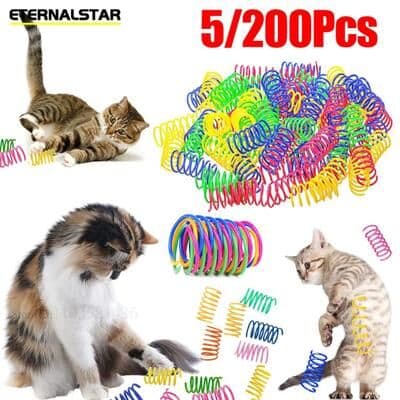 Inspire Essentials Colorful Cat Spring Toy Set For Interactive Indoor Play random 80pcs