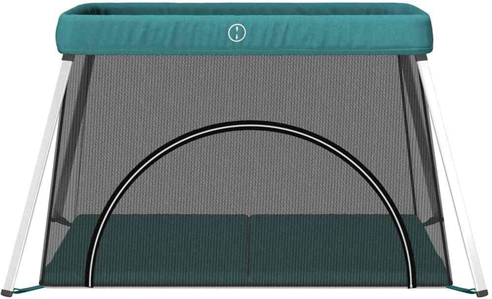 vidaXL Parc pour bébé avec matelas Vert Tissu de lin