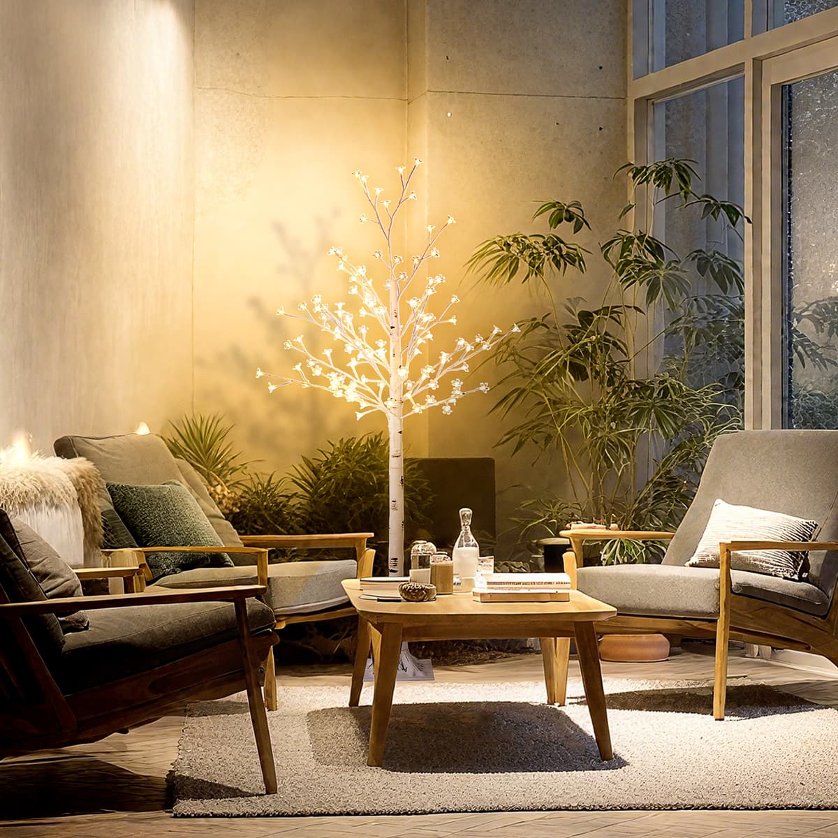 Homcom Albero Luminoso di Betulla con 120 Luci LED Alto 150 cm e 3 Livelli di Luminosità per Interni ed Esterni, Bianco   Aosom Italy