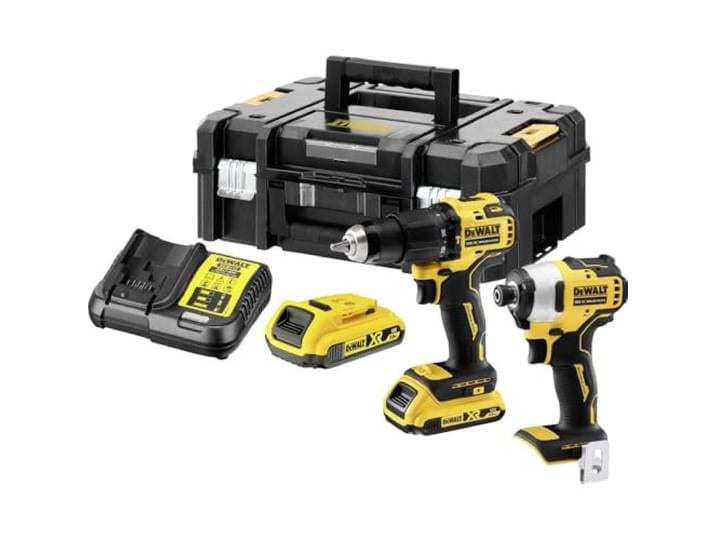 Dewalt DCK2062D2T 18 V/2 Ah accucombinatiepakket (bestaande uit: Accu-klopboormachine (borstelloos) DCD709 en draadloze slagmoersleutel (borstelloos) DCF 809, inclusief 2 batterijen, snellader, TSTAK