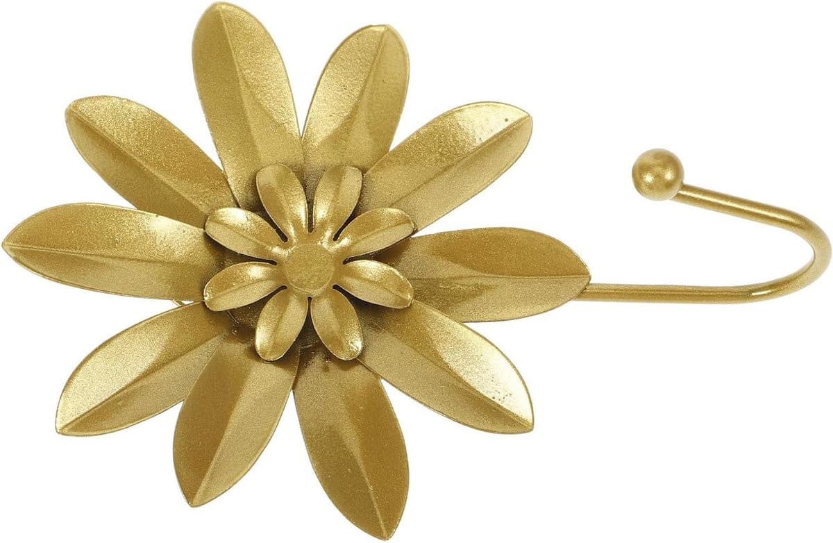Gouden Metalen Wandhaak Bloemvormig - Decoratieve Kapstokhaak van Duurzaam IJzer - 13 cm