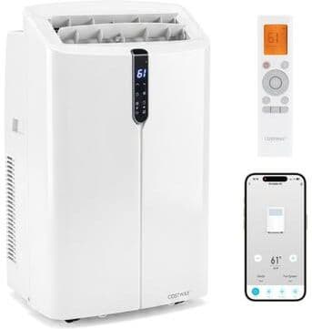 Costway 14000 BTU Smart Portable AC with APP Voice Control 47 dB for Rooms 750 Sq.Ft-White