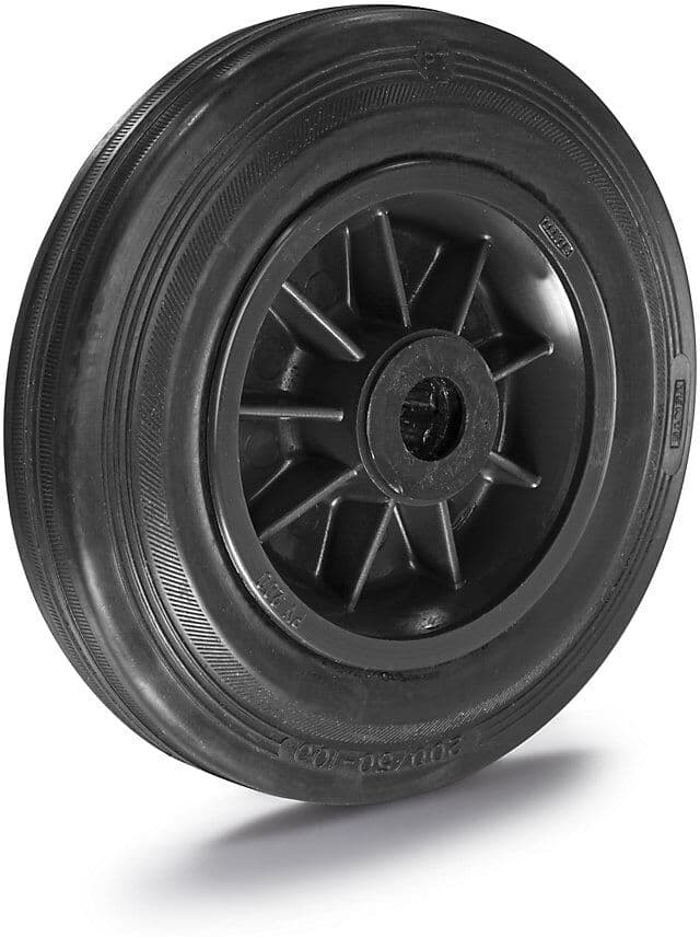 Vollgummi-Rad, auf Kunststoff-Felge, Rollenlager, Rad-Ø x Breite 80 x 25 mm Proroll