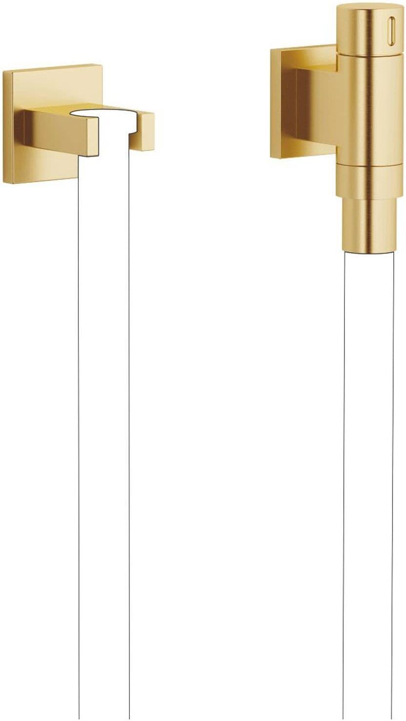Dornbracht WaterTube Kneipp-Wandanschlussbogen mit Ventil und Schlauchhalterung, Badarmaturen, 27821979-28, messing gebürstet - messing gebürstet