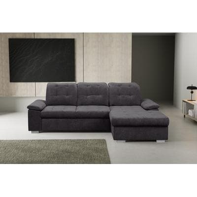 Ecksofa WERK2 "Carmen 264 cm breit L-Form Sofa Schlaffunktion Kopfstützen verstellbar", anthrazit, B:264cm H:105cm T:170cm, 92% Polyester, 8% Nylon, Sofas, Ecksofa, Schlafcouch mit Bettkasten, Eckcouch wahlw. mit Sitztiefenverstellung