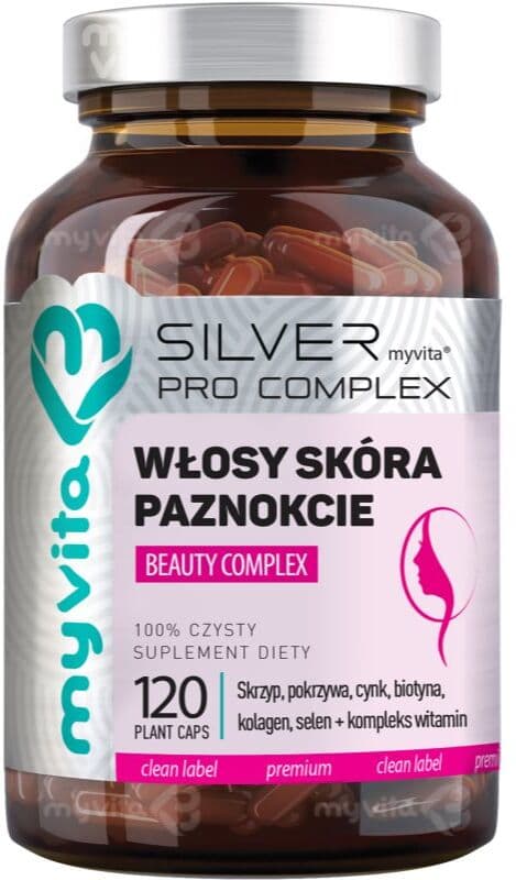 MyVita Silver Włosy Skóra Paznokcie Beauty Complex kapsułki piękne włosy, skóra i paznokcie 120 caps.