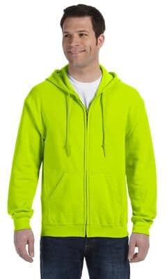 Gildan G186 Heavy Blend Full-Zip Hooded Sweatshirt in Safety Green size 4XL   Cotton Polyester 18600, G18600