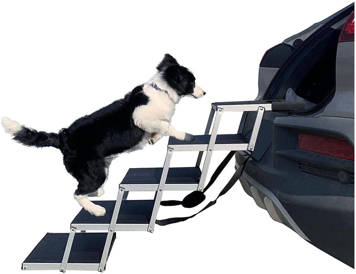 Haustiertreppe SWISSPET "Swisspet Aluminium Hundetreppe 5 Stufen", schwarz, B:43cm L:93cm, Rampen, Haustiertreppe schwarz B/H/L: 43cm x 93cm