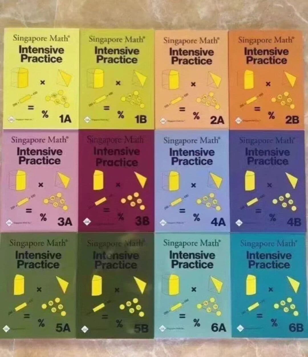 NONE 2 books Singapore Primary Math Intensive Practice Books Grade 1/2/3/4/5/6 Mathematics Learning Workbook for Students A5 size