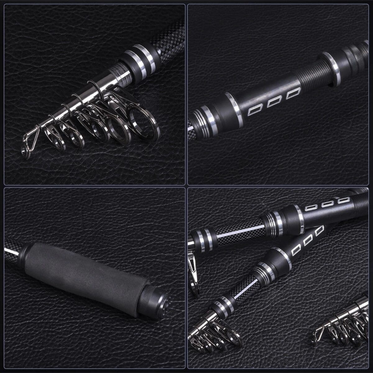 INF Kit canne à pêche carbone 2.1m 5 pièces – Téléscopique design TF, longueur réglable, combo canne spinning et moulinet