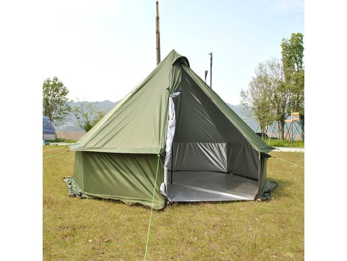 Grande tente chaude pyramide pour 8 personnes, avec cheminée de Camping quatre saisons, poêle à bois pour la cuisine en plein air, tente à sac mongol CZX-998