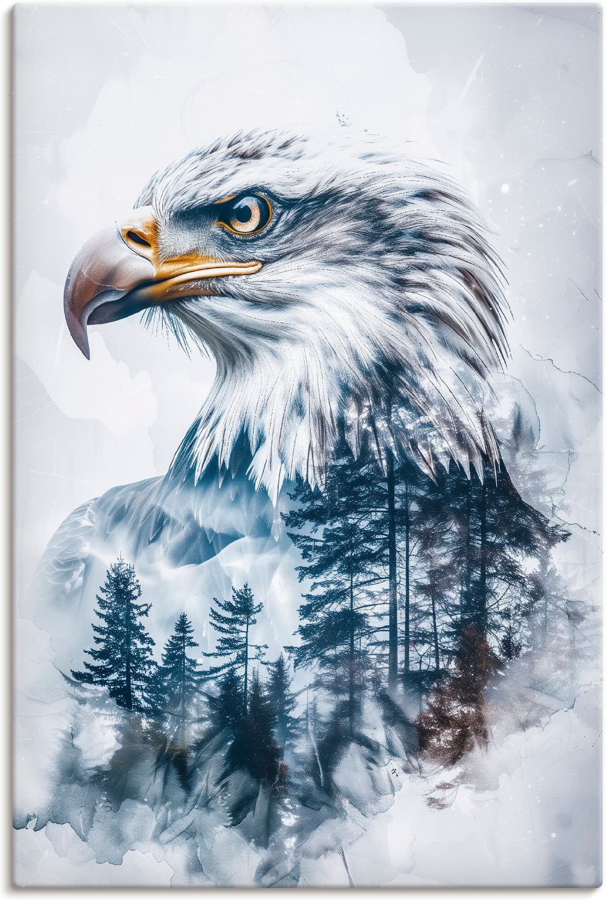 Artland "Weisskopfadler" Vogelbilder 1 Stk. tlg. als Alubild, Leinwandbild, Poster, Wandaufkleber in verschied. Grössen farbe bild(er): blau B/H/T: 80cm x 120cm, Leinwandbild Vogelbilder Hochformat, 1 Stk.