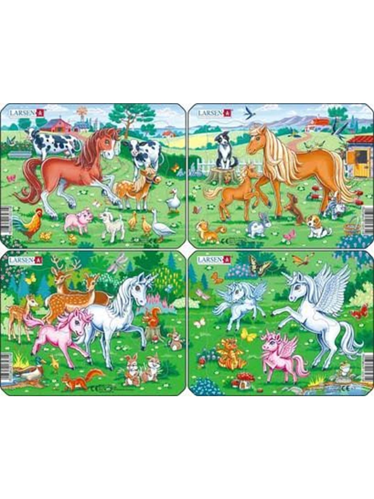 Larsen Puzzles Ponies Unicorns and Friends Puzzle 4 assorted designs - 11 pieces Mini (18.3 x 14.3 cm) 2D Puzzles