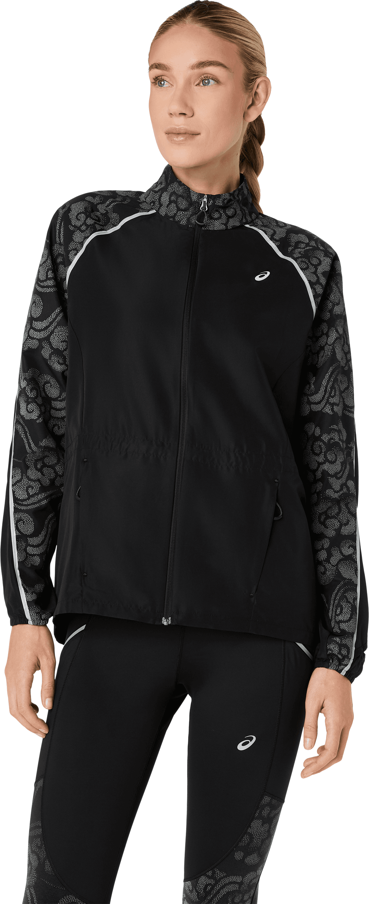 Laufjacke ASICS "ROAD LITE-SHOW JACKET", Damen, Gr. L, schwarz (performance schwarz), Obermaterial: 100% Polyester, Jacken Laufjacke, Atmungsaktiv, Reflektierend, Smartphone-Fach performance schwarz L