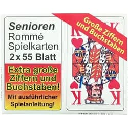 Senioren Rommé Karten Spielkarten Großdruck 2x55 Blatt Alterssichtigkeit