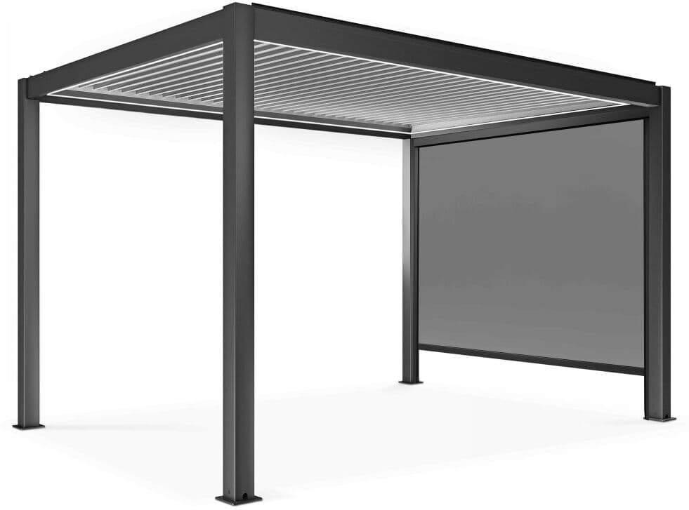 Oviala Pérgola bioclimática autoportante motorizada de 3x4m y 1 toldo