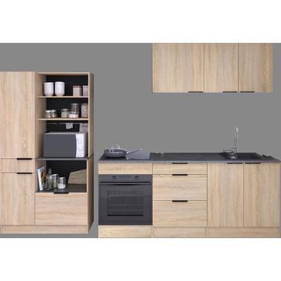 Schrank-Set PARISOT "Breite 300 cm, ohne E-Geräte", grau (eiche), Kastenmöbel-Sets