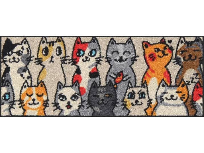 Fussmatte Salonlöwe Kitty People , bunt (mehrfarbig), B:30cm L:75cm, Gummi, Polyamid, Teppiche, Fussmatte