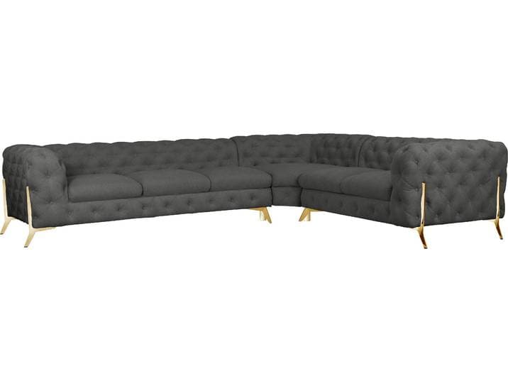 Chesterfield-Sofa HOME AFFAIRE Amaury L-Form , grau, B:323cm H:75cm T:264cm, Struktur (100% Polyester);Samtoptik (100% Polyester), Sofas, Chesterfield-Sofa, großes Ecksofa, Chesterfield-Optik, Breite 323 cm, Fußfarbe wählbar