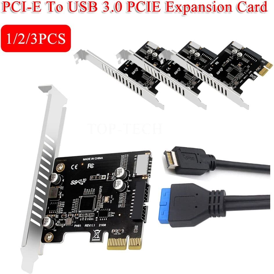 NONE PCI-E To USB 3.0 Type C Front Panel Adapter 19PIN PCI-E To USB 3.0 Hub Splitter Expansion Card Pcie Riser for BTC Chia Mining