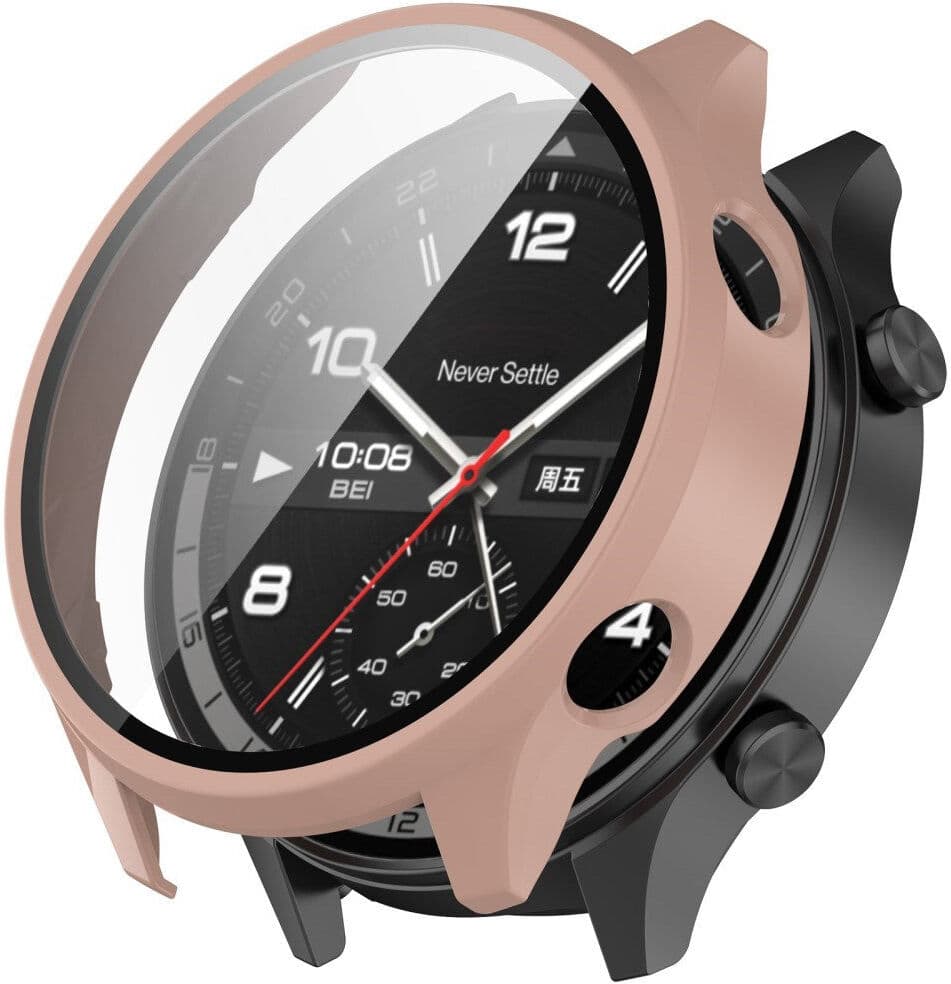 INCOVER OnePlus Watch 2R Cover m. Hærdet Glas - Lyserød