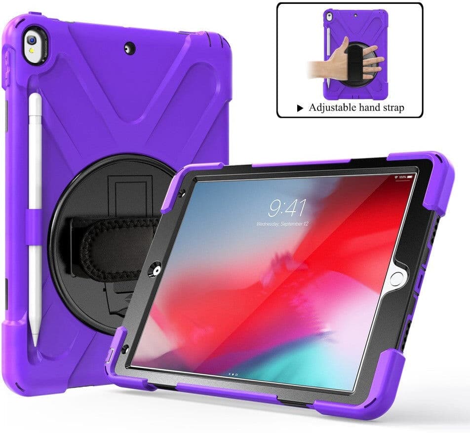 TABLETCOVERS.DK iPad Air (2019) Håndværker Cover m. 360⁰ Ståfunktion & Håndholder - Lilla