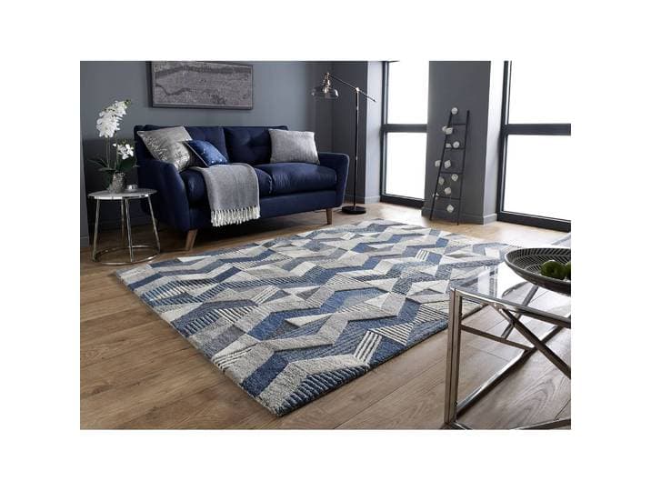 home24 Wollen vloerkleed Asher blauw 200 x 290cm wol