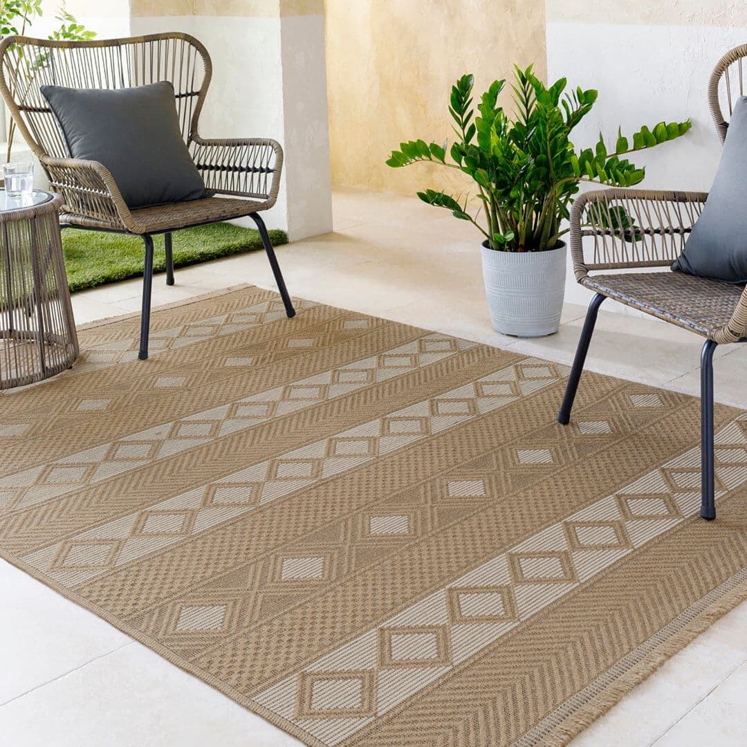 Gracie Oaks Mystery Modern Washable Jute Fringed Rug Tan;Ivory;Beige Rectangle 198 x 275cm