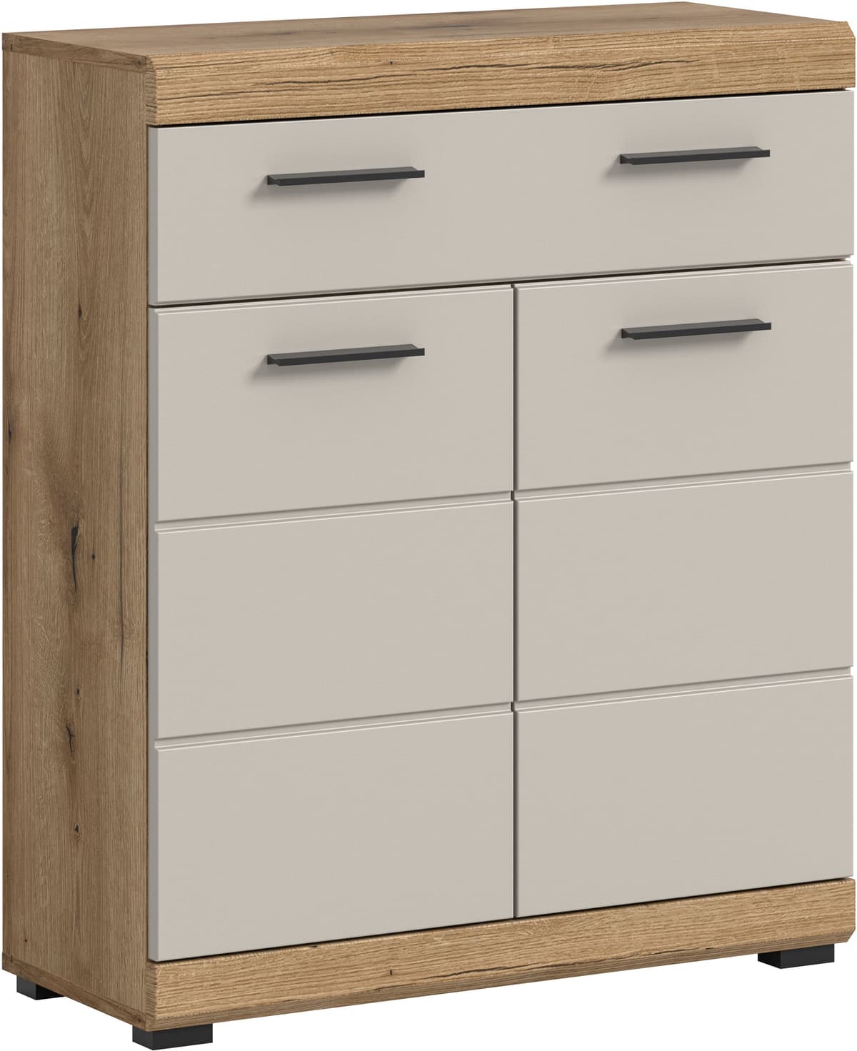 Unterschrank WELLTIME "SIENA, Breite 74cm, 2 Tür, 1 Schubkasten, 2 Fächer, MDF-Front", beige (evoke oak nachbildung, kaschmir matt), B:74cm H:88cm T:31cm, Holzwerkstoff, Schränke, Unterschrank, in verschiedenen Farben erhältlich, Badmöbel, Badschrank, Kom
