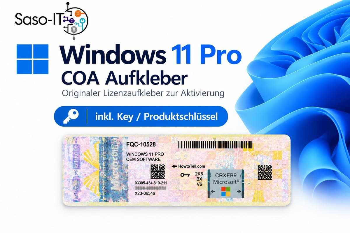 Microsoft Windows 11 Pro 64 Bit, 1 Lizenz(en), Lizenz
