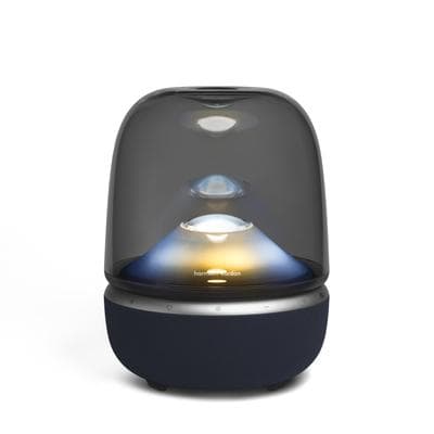 HARMAN / KARDON Wireless Lautsprecher "Aura Studio 5 Wi-Fi Edition", blau (schwarz), B:27,5cm H:37cm T:28,5cm, Lautsprecher, WLAN Lautsprecher für zu Hause mit faszinierender Beleuchtung