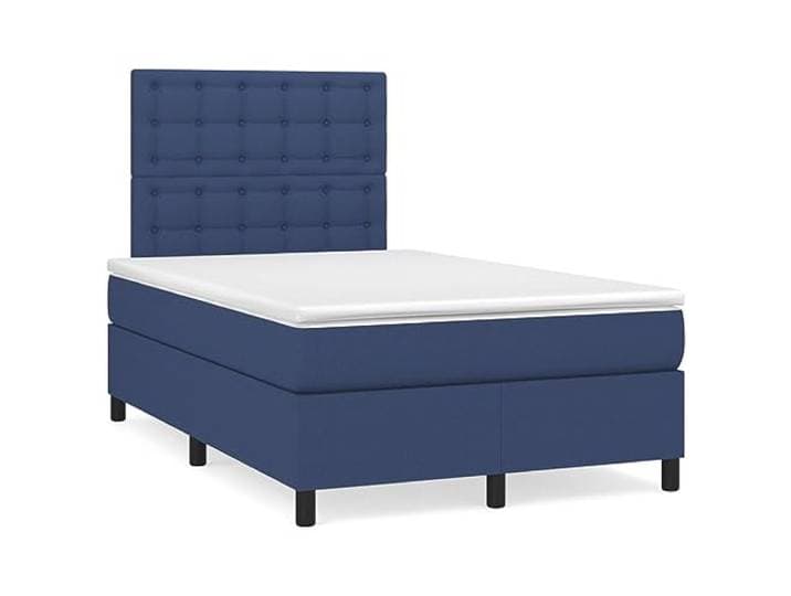PUGYNBK Boxspringbett, 120 x 200 cm, mit Stoffmatratze, Blau Verstellbares Kopfteil, Taschenfederkerne, mittlere Festigkeit, weicher Schutz