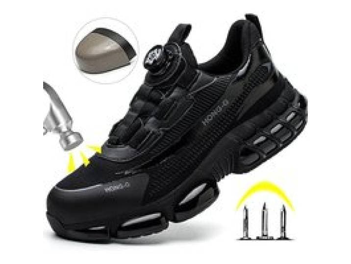 Werkschoenen voor heren Werksneakers met roterende gesp Beschermende schoenen Veiligheid Industriële lekbestendige anti-smash schoenen met stalen neus