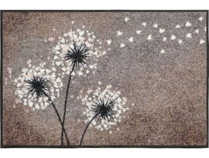 Erwin Müller Fußmatte Pusteblume taupe Größe 50x75 cm - äußerst robust, strapazierfähig und langlebig, in der Maschine waschen und trocknen, rutschfeste Rückseite