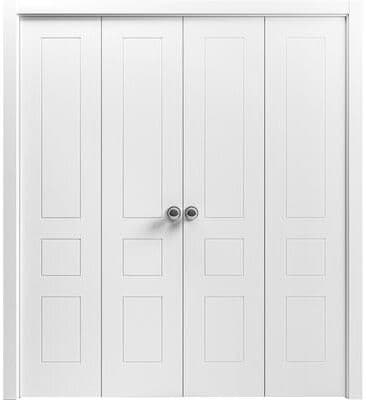 VDomDoors SARTODOORS Mela 0733 Painted White Wood Double Bi-Fold Closet Doors
