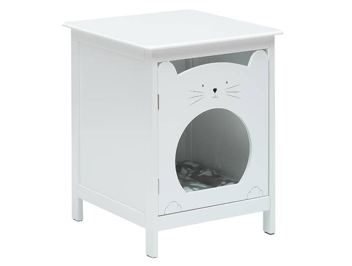 Table de chevet avec maison pour chat, Table d'appoint pour animaux de compagnie, avec tapis doux, meubles de maison, caisse pour animaux de compagnie, Table d'appoint pour salon et chambre à coucher