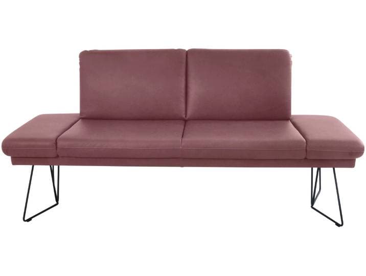 Essbank K+W KOMFORT & WOHNEN Pego Polsterbank , rot (cabernet 15), B:206cm H:88cm T:66cm, Sitzbänke, Essbank, Seitenteilverstellung, wahlweise in 206 oder 226cm, Echtleder Bezug