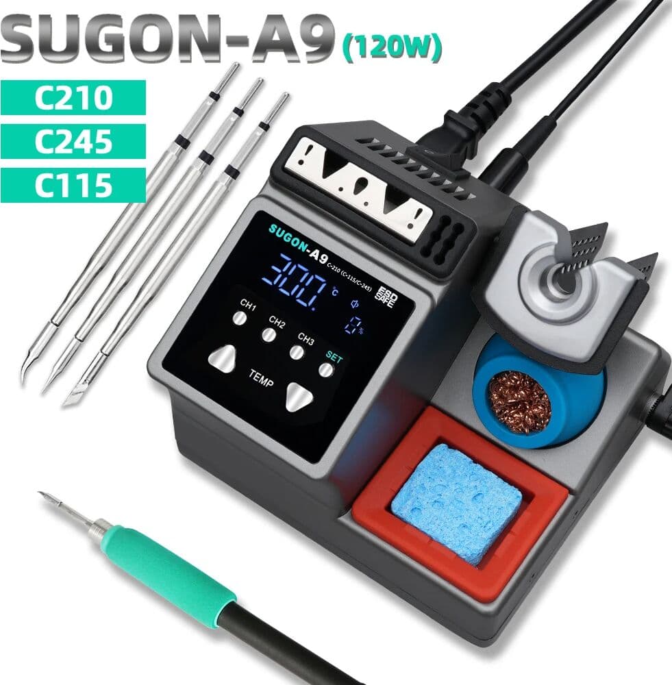 SUGON A9 Soldering Station Compatible Original Soldering Iron Tip 210/245/115 Handle Lead-free Electronic Welding Rework Station
