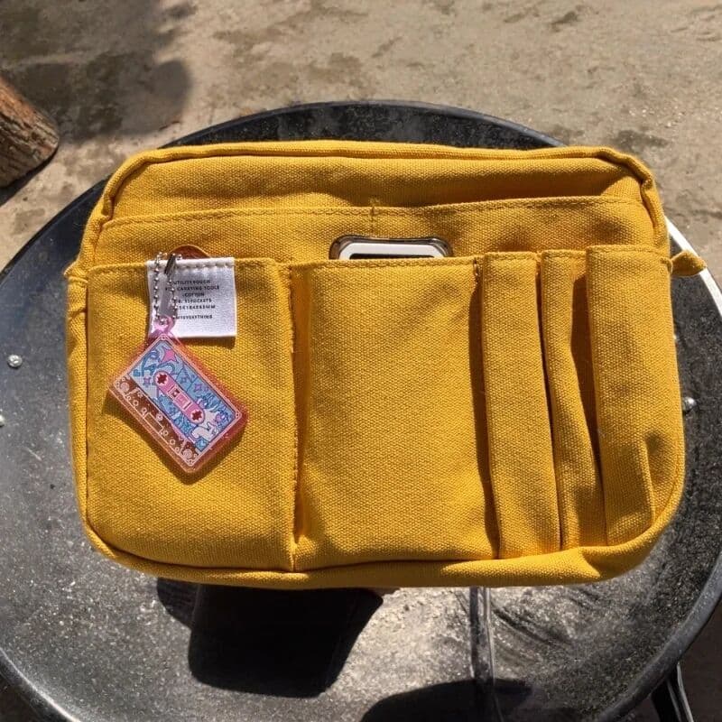 NONE Large Capacity Canvas Storage Bag Simple Design For High School Students Multi-Layer Pencil Case And Bag For Boys And Girls