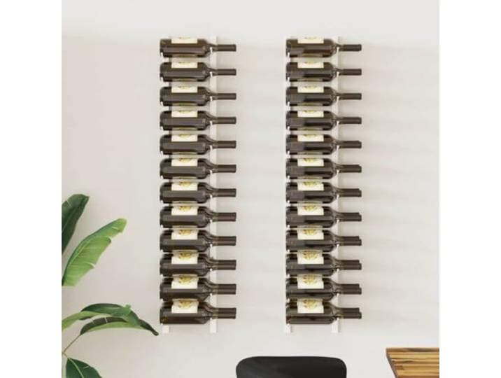 smnyxs Weinregal, Wandmontage, 24 Flaschen, 2-teilig, Eisenweiß Eisen pulverbeschichtet, glatte Oberfläche, einfache Montage, inklusive Materialien, modernes Design