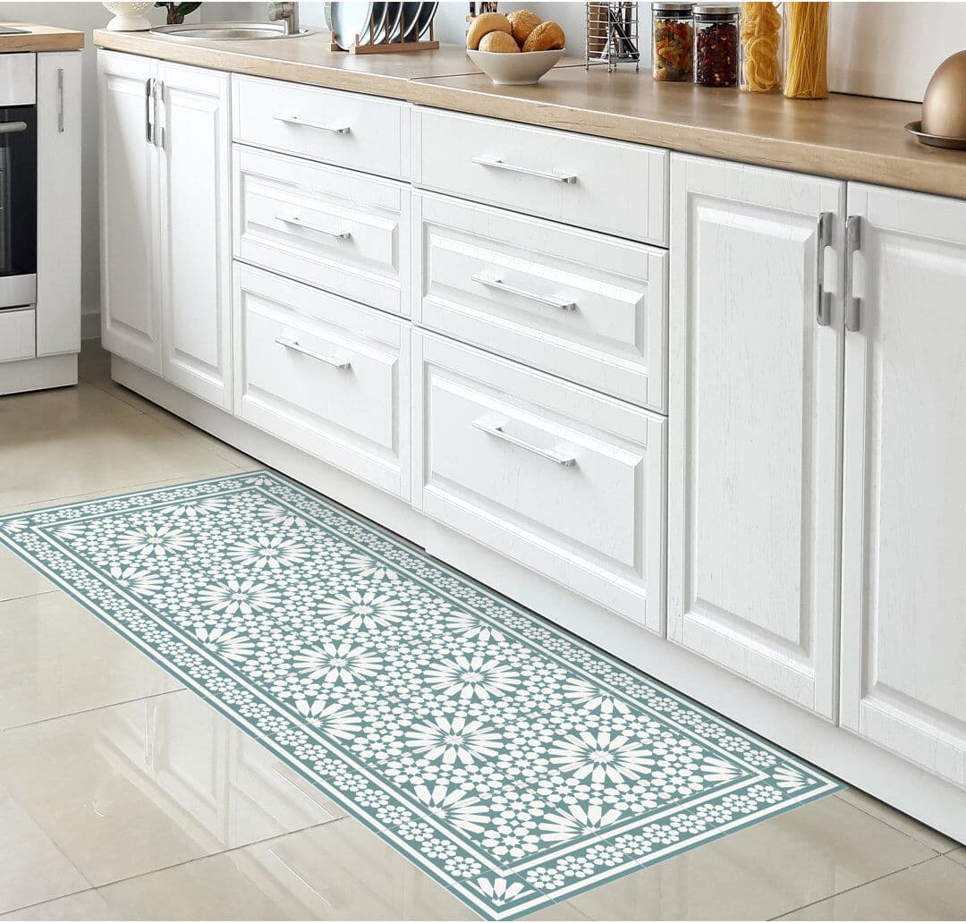 Rosalind Wheeler Enda Vinyl Machine Printed Area Rug Rectangle 2'7.5" x 9'10.1"