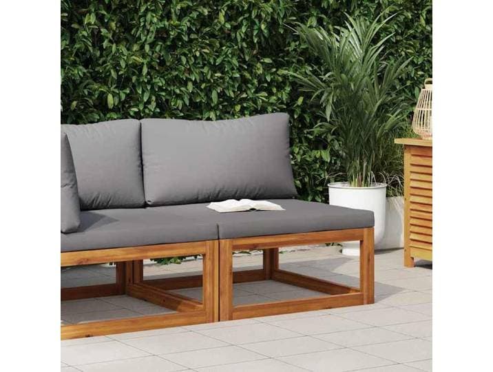 Canapé Central Sectionnel avec Coussin Canapé Central de Patio Meuble de Terrasse Jardin Extérieur Gris Foncé Bois 311862