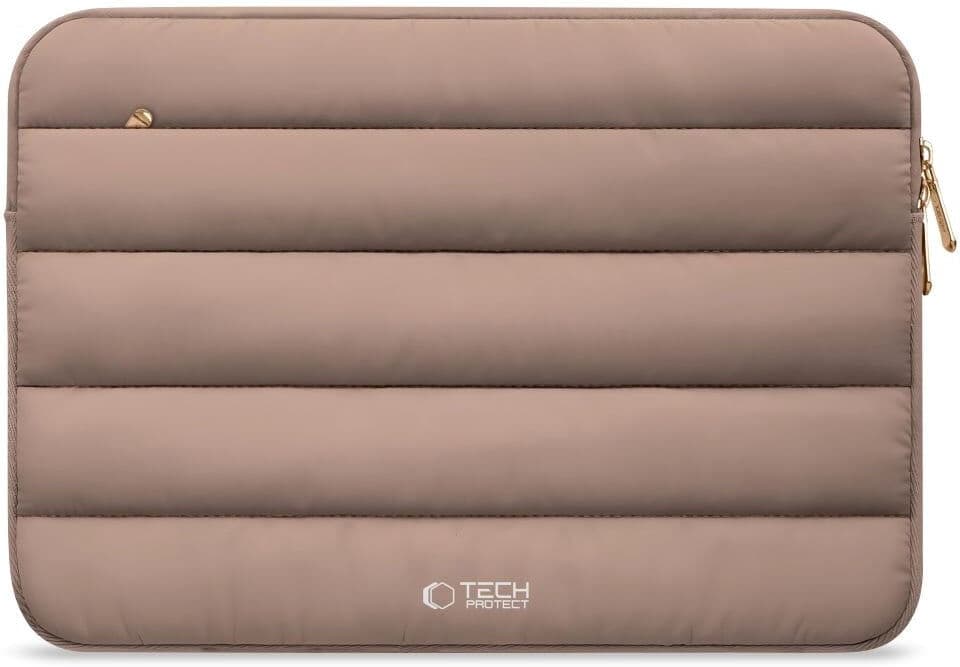 Tech-Protect Fluffy MacBook / Laptop 13-14" (25 x 35cm) Sleeve m. Ekstra Lynlåslomme - Beige