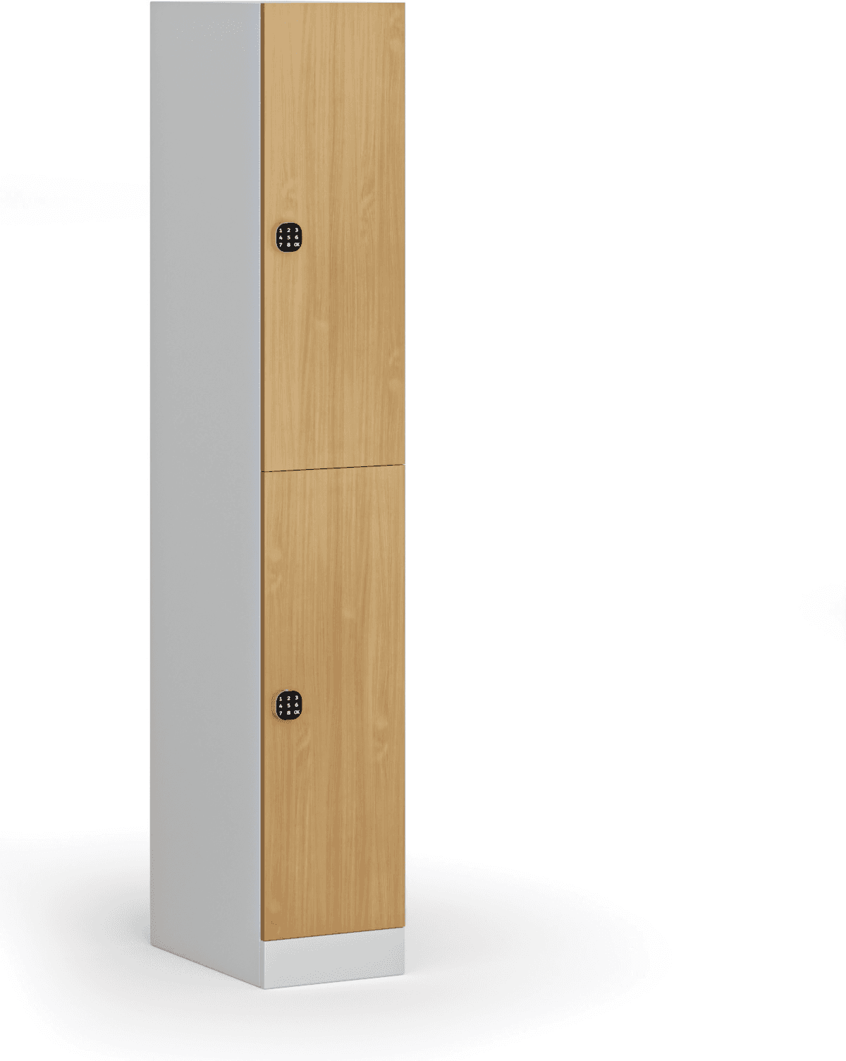 B2B Partner Šatníková skrinka S1 s úložnými boxmi, 2 boxy, 1850 x 300 x 500 mm, kódový zámok, laminované dvere, buk